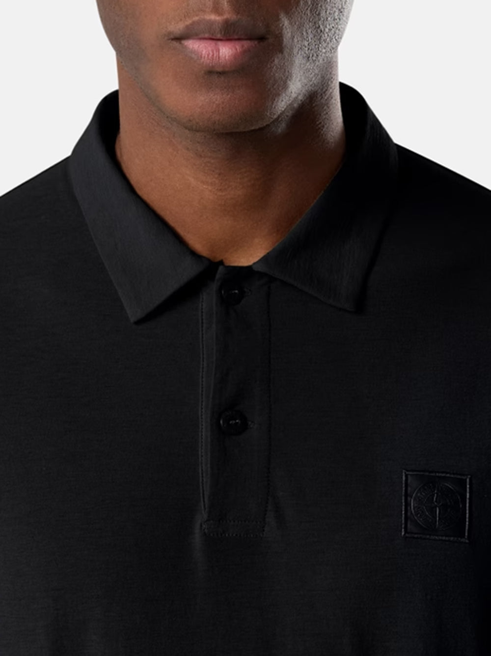 STONE ISLAND-Slim fit long sleeve polo shirt-