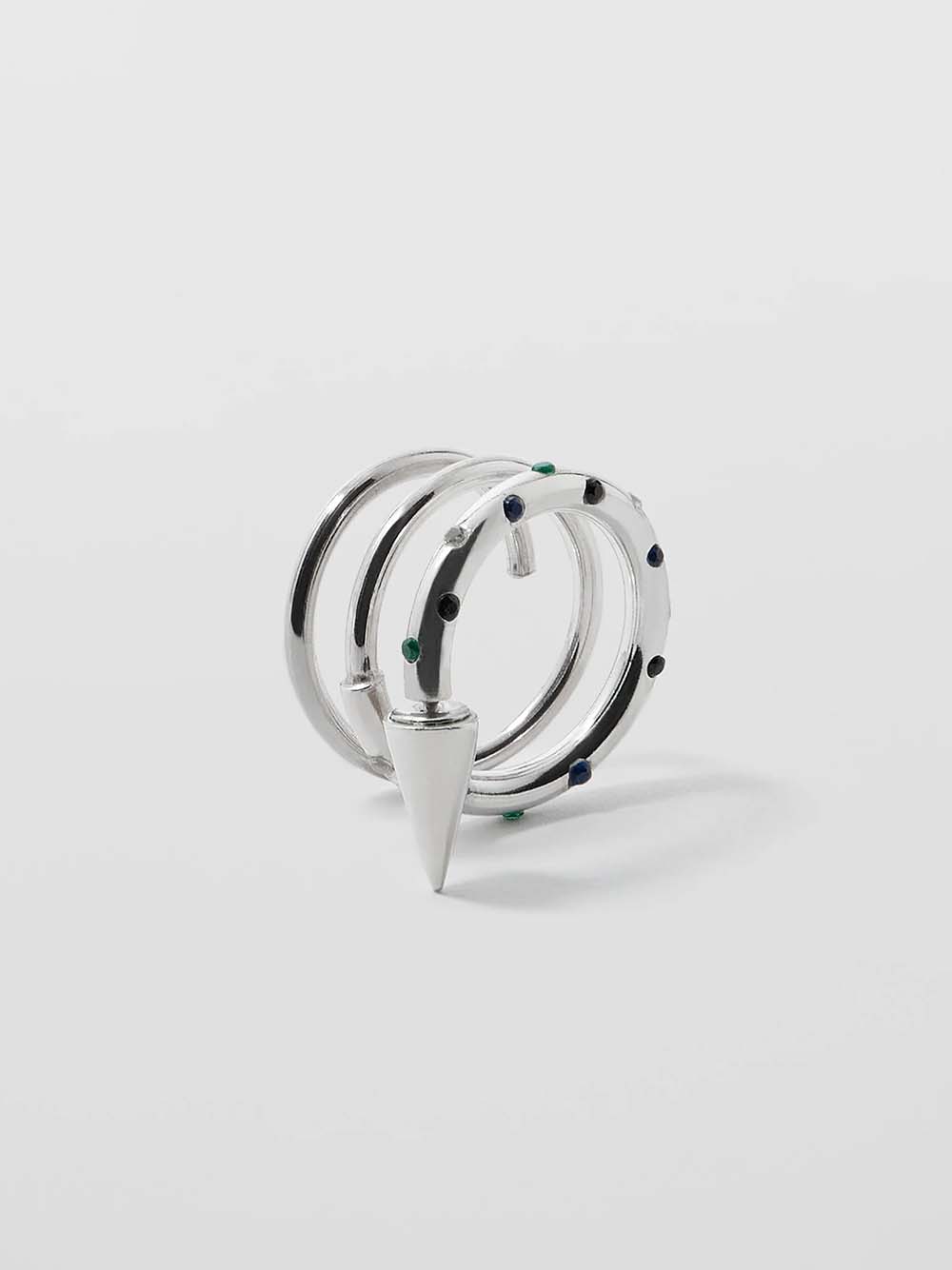 SUNNEI-SPIRAL EAR-RING MEDIUM STONES-