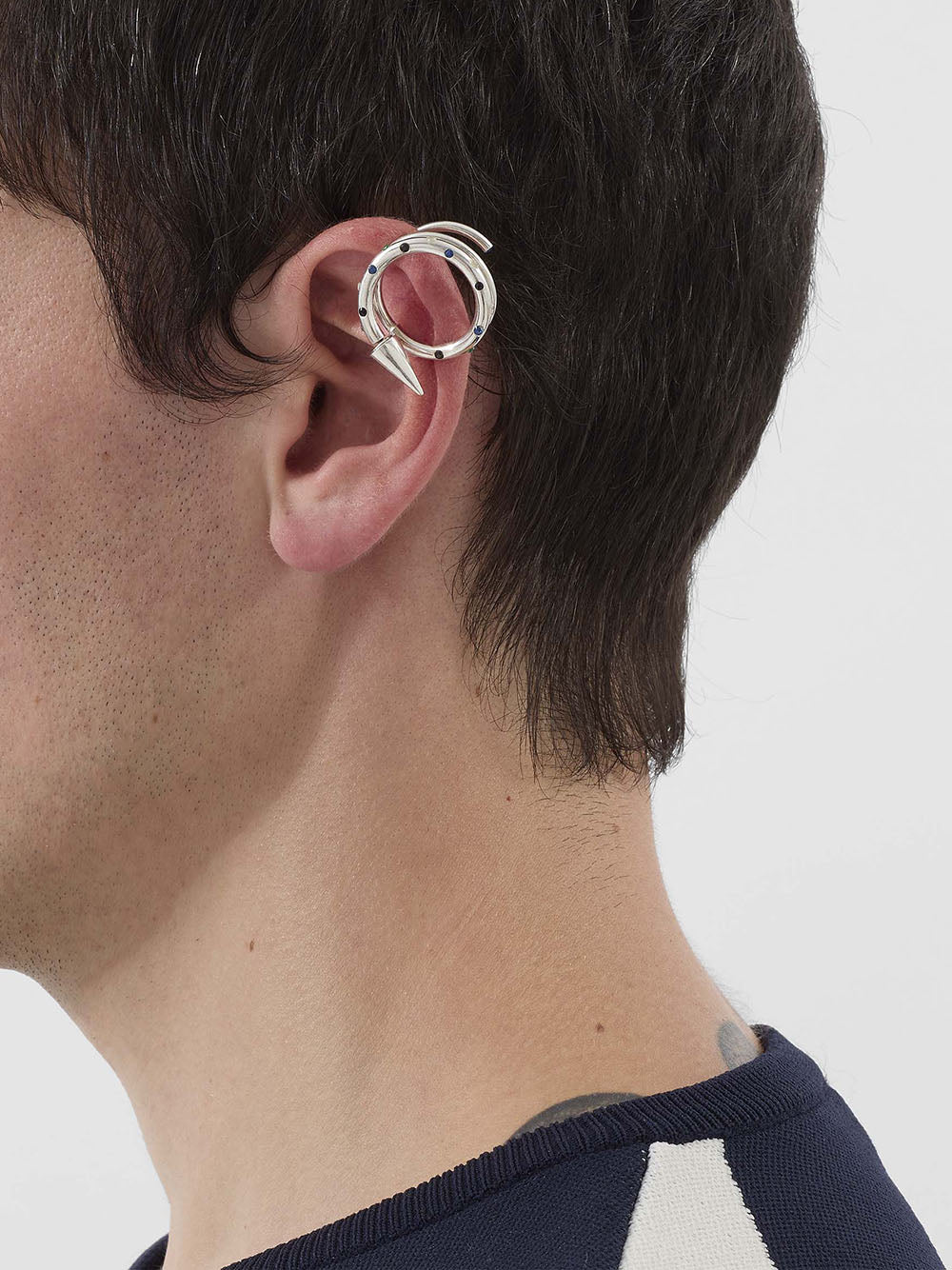 SUNNEI-SPIRAL EAR-RING MEDIUM STONES-