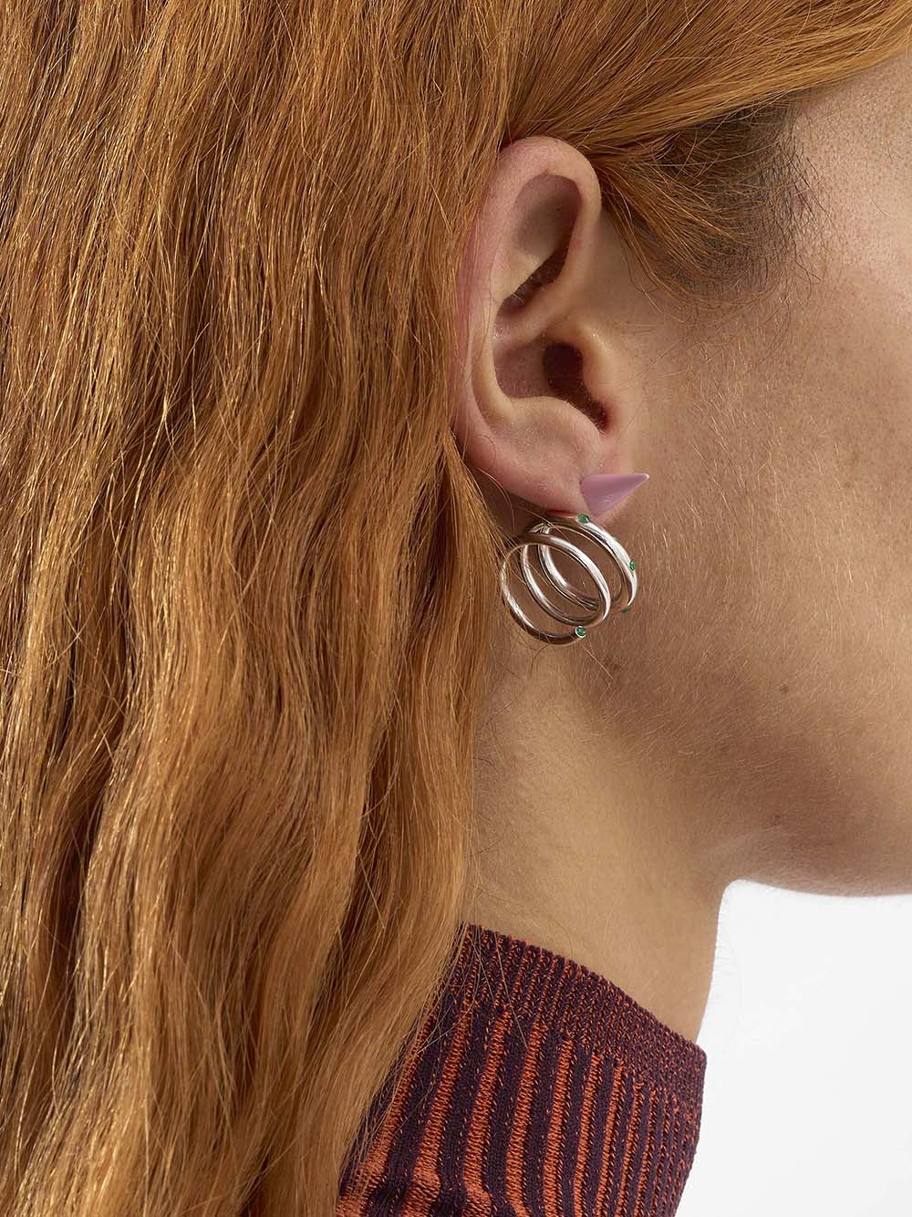 SUNNEI-SPIRAL EAR-RING SMALL STONES-