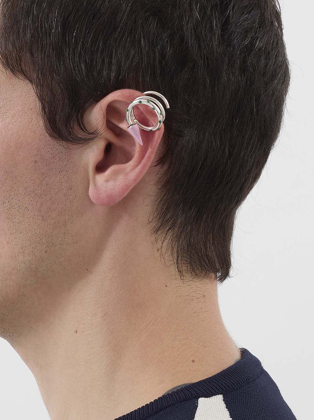 SUNNEI-SPIRAL EAR-RING SMALL STONES-