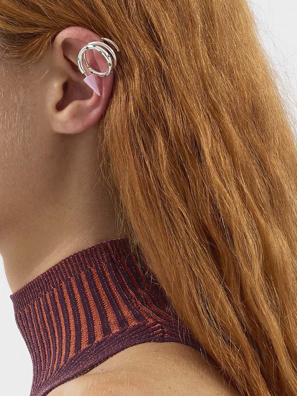 SUNNEI-SPIRAL EAR-RING SMALL STONES-