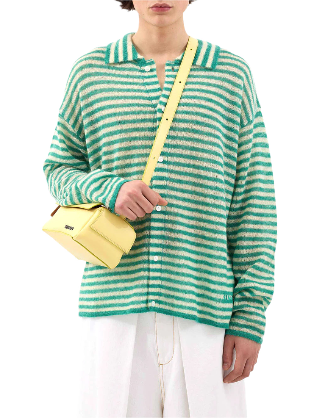 SUNNEI-STRIPED MOHAIR CARDIGAN-