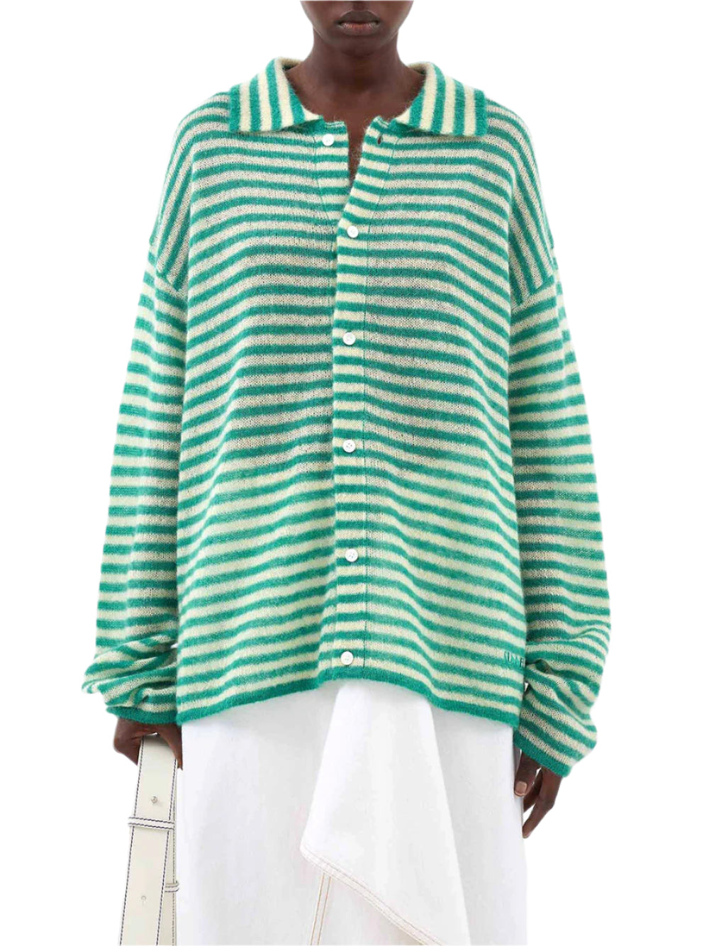 SUNNEI-STRIPED MOHAIR CARDIGAN-