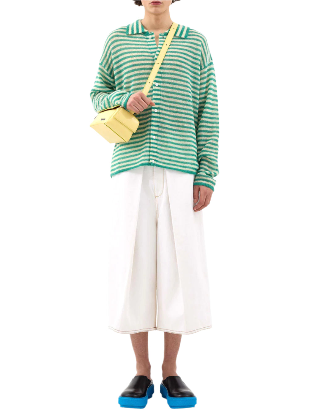 SUNNEI-STRIPED MOHAIR CARDIGAN-