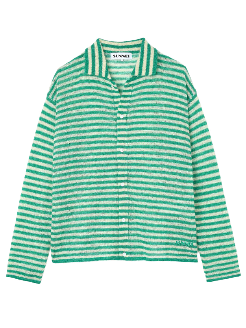 SUNNEI-STRIPED MOHAIR CARDIGAN-