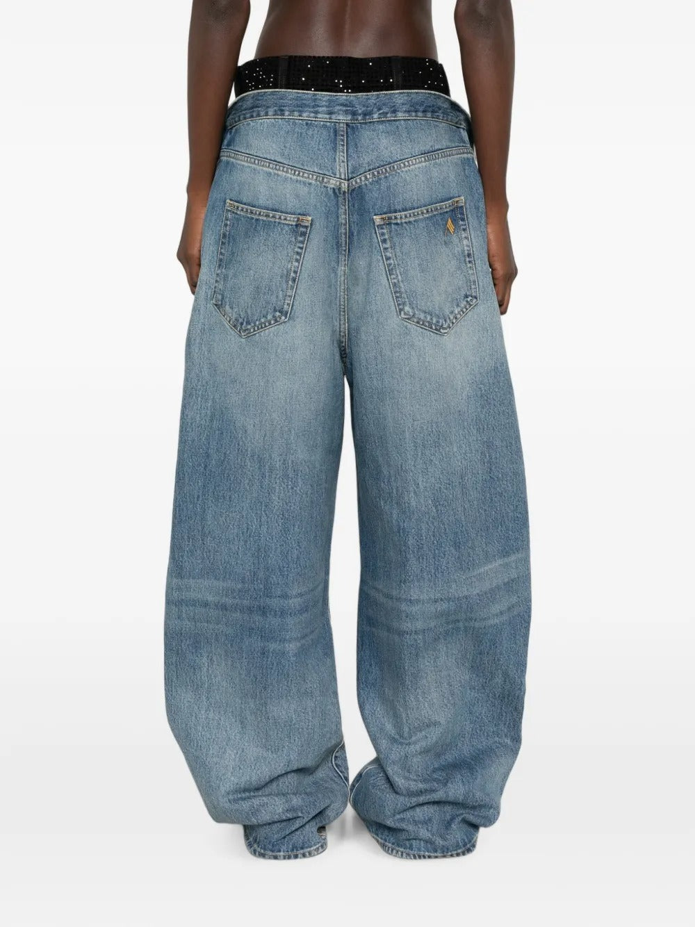 THE ATTICO-layered jeans and crystal embellishments-
