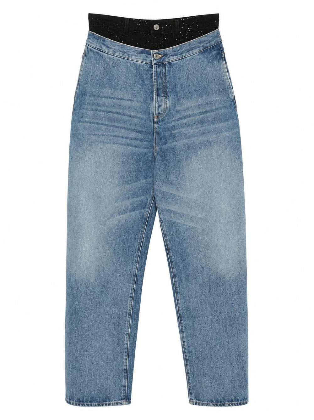 THE ATTICO-layered jeans and crystal embellishments-