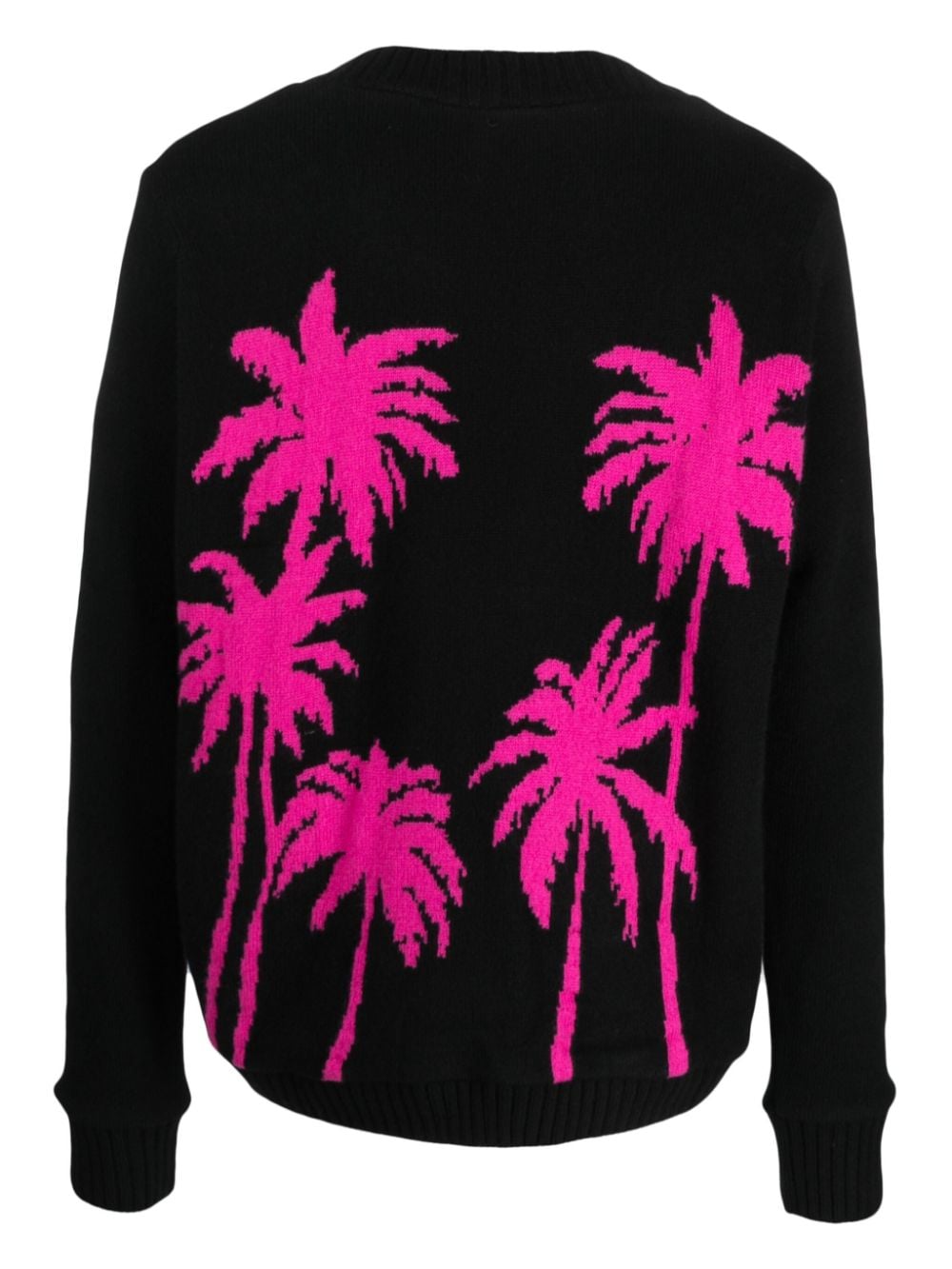 THE ELDER STATESMAN-palms reg sweater-190085 BLACK/ELECTRIC PINK