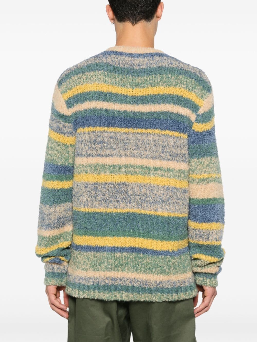 THE ELDER STATESMAN-STRIPED CREWNECK SWEATER-