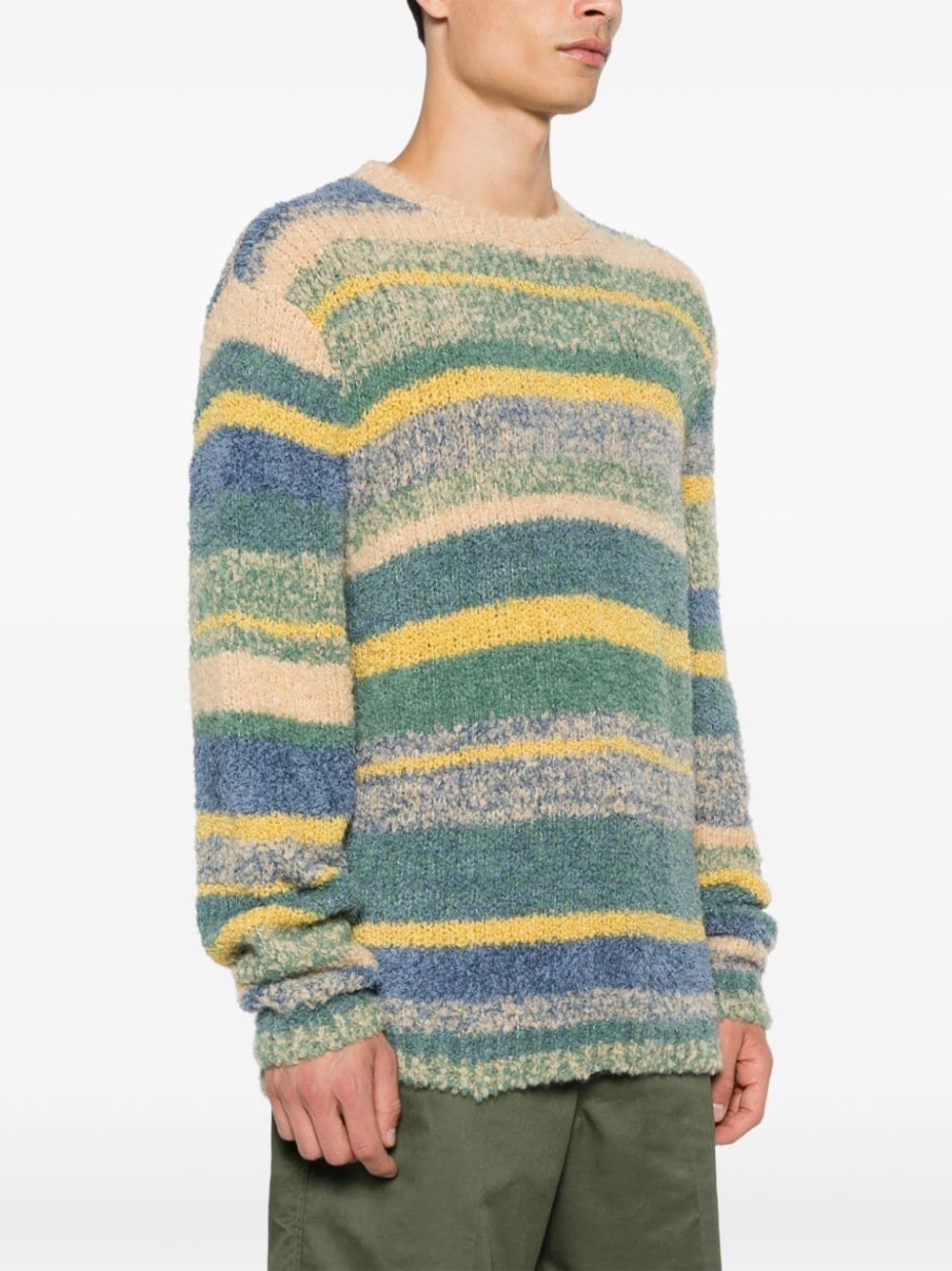 THE ELDER STATESMAN-STRIPED CREWNECK SWEATER-