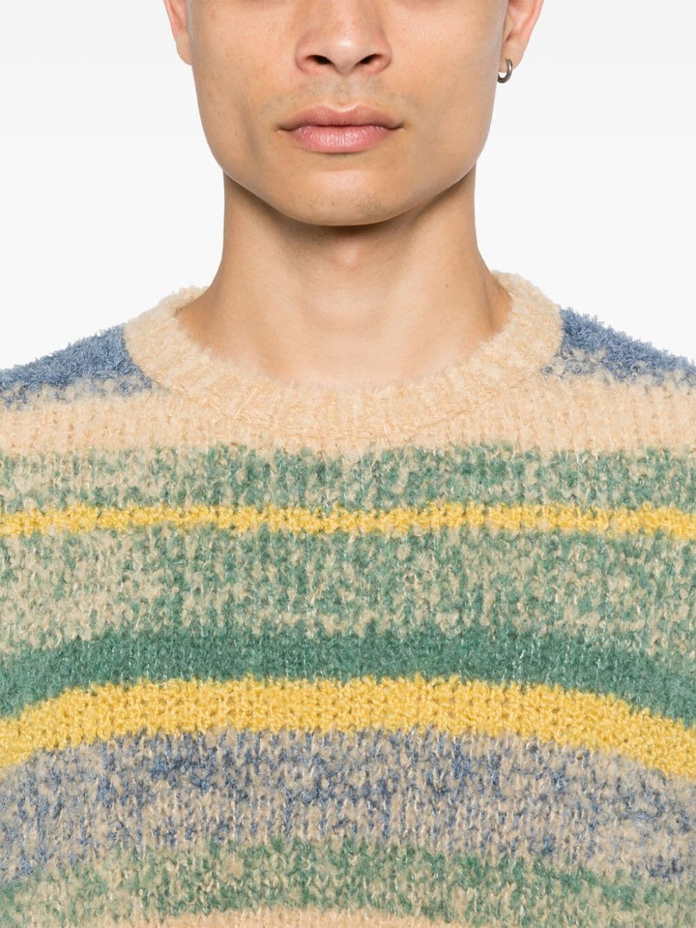 THE ELDER STATESMAN-STRIPED CREWNECK SWEATER-