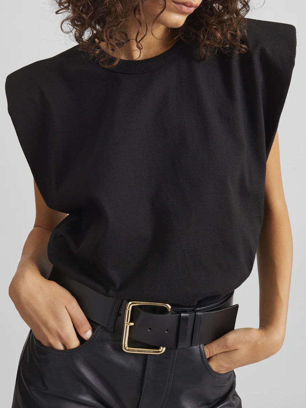 THE FRANKIE SHOP-EVA PADDED SHOULDER MUSCLE T-SHIRT-