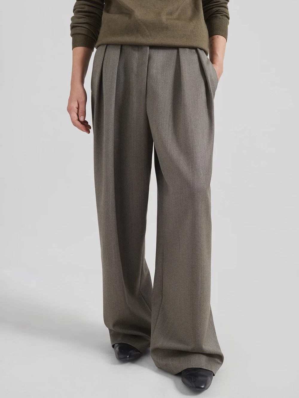 THE FRANKIE SHOP-FINN WOOL ELASTIC PANTS-