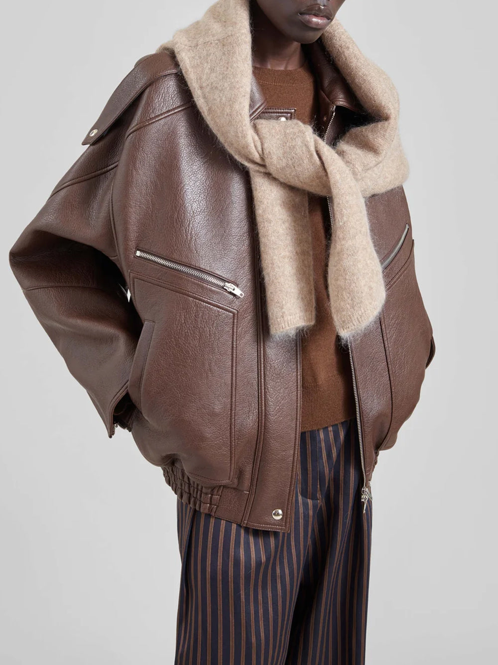 THE FRANKIE SHOP-HUDSON FAUX LEATHER BOMBER JACKET-