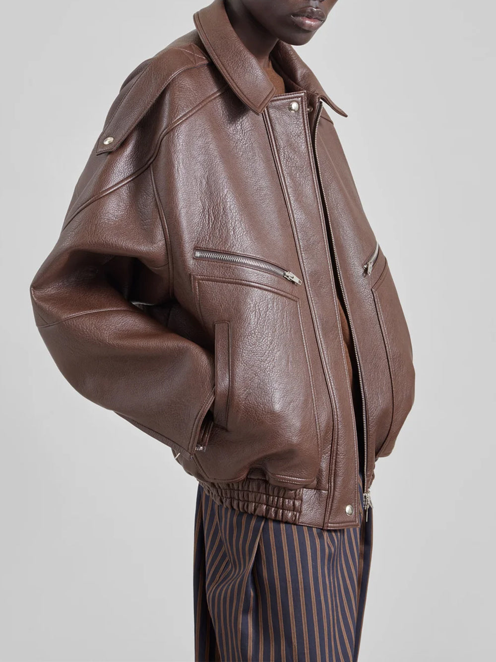 THE FRANKIE SHOP-HUDSON FAUX LEATHER BOMBER JACKET-