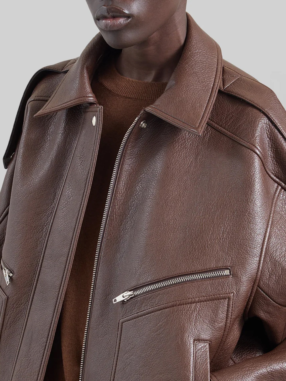 THE FRANKIE SHOP-HUDSON FAUX LEATHER BOMBER JACKET-