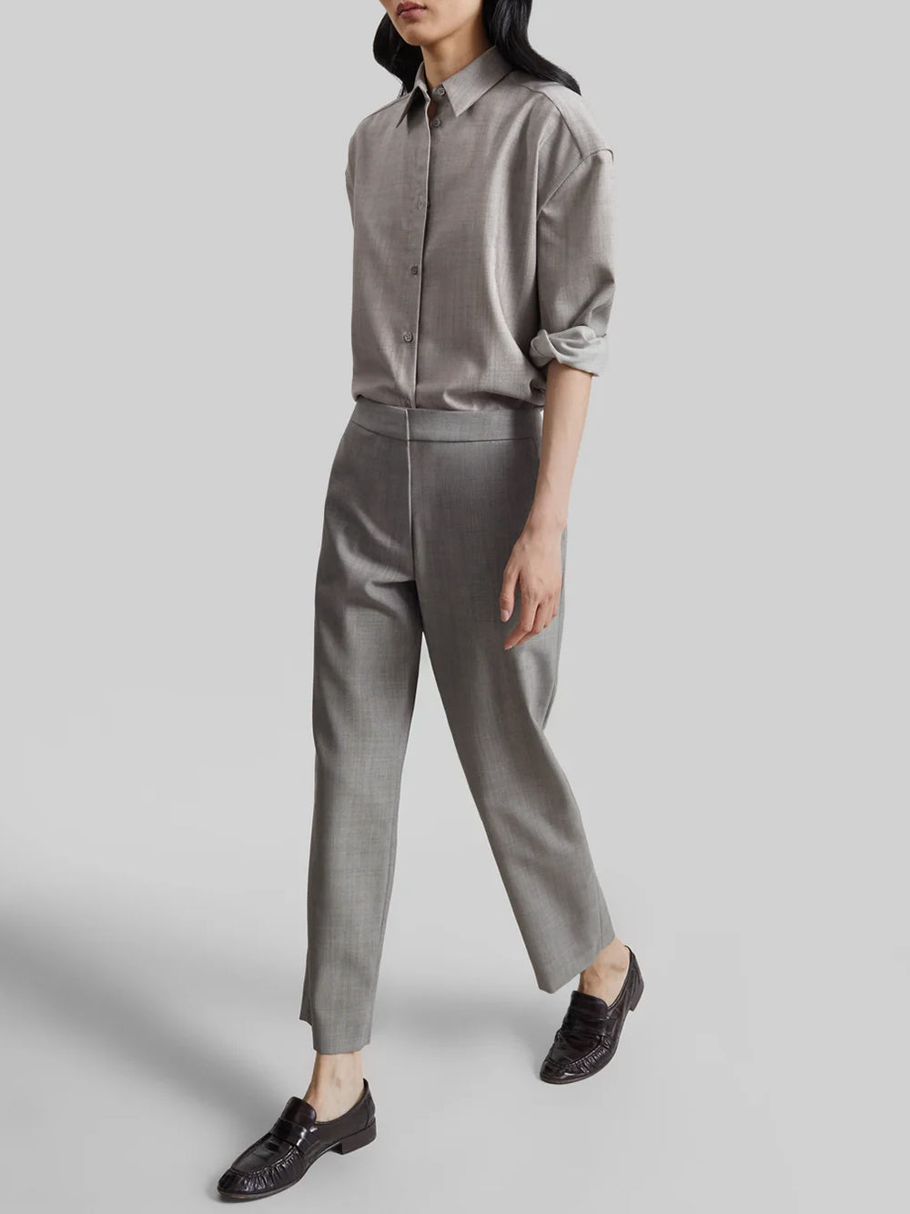 THE FRANKIE SHOP-JET WOOL SLIM TAILORED TROUSERS-