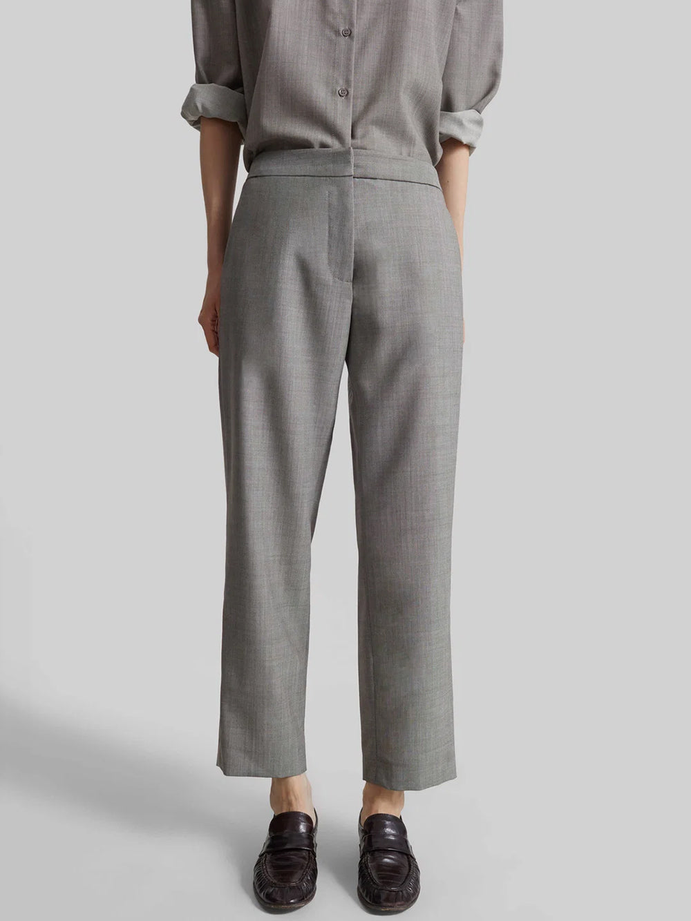 THE FRANKIE SHOP-JET WOOL SLIM TAILORED TROUSERS-