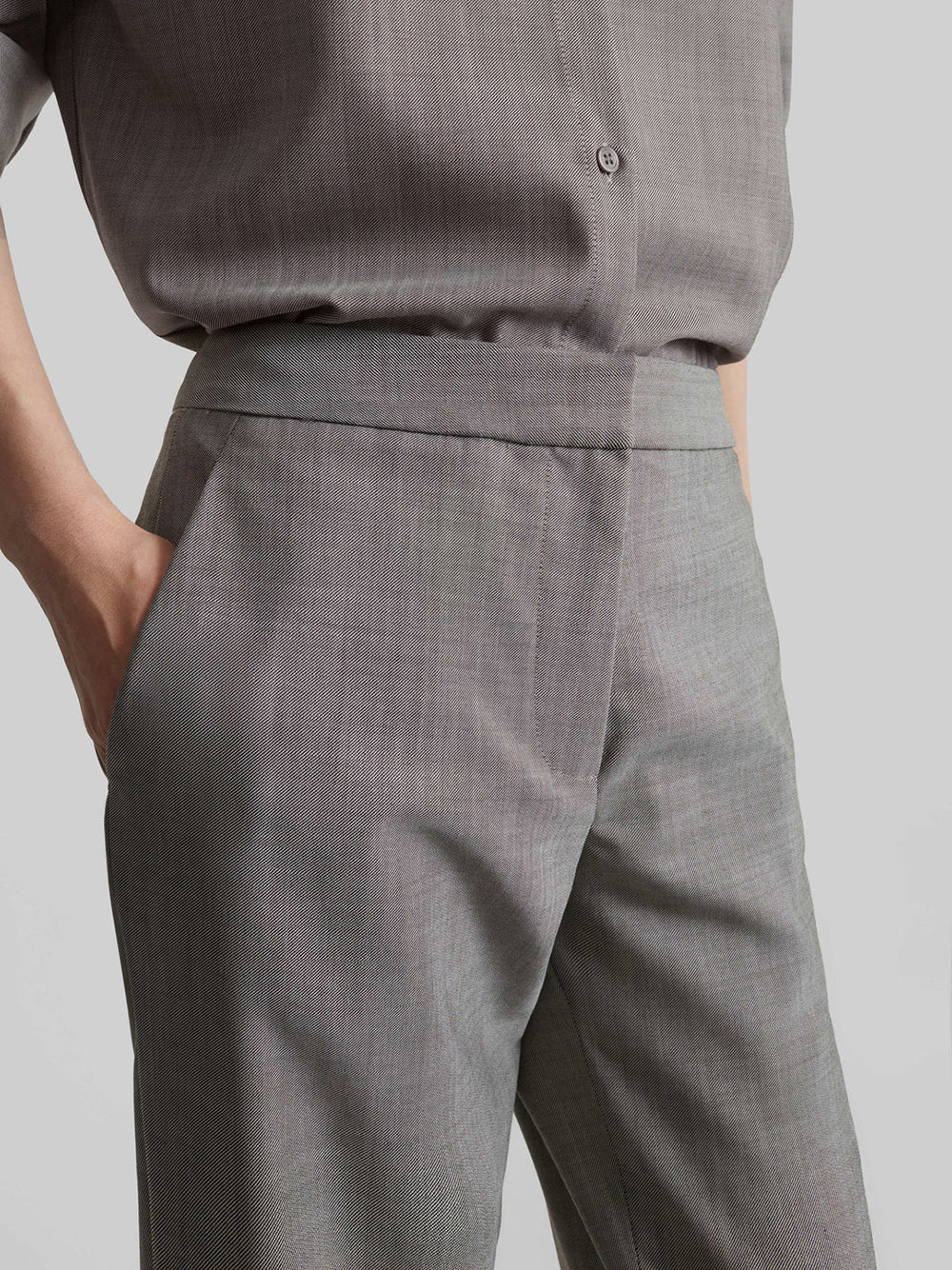 THE FRANKIE SHOP-JET WOOL SLIM TAILORED TROUSERS-