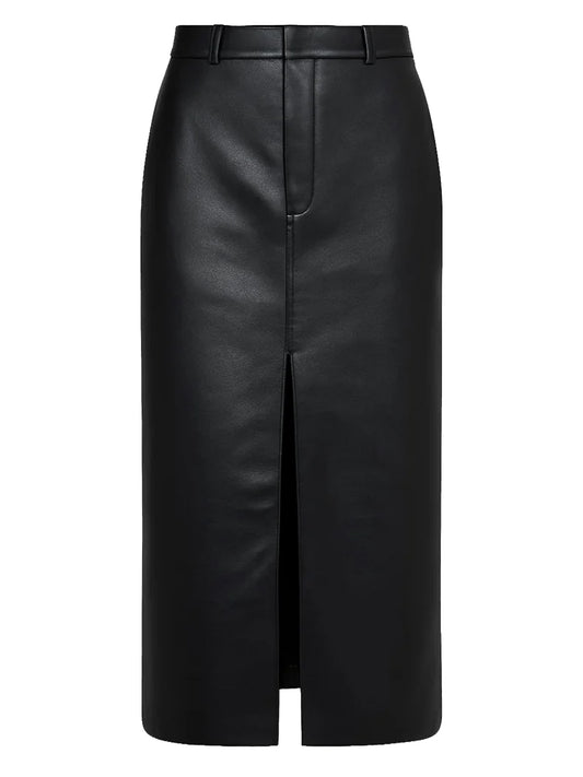 THE FRANKIE SHOP-MAYBELLE FAUX LEATHER FRONT SLIT PENCIL SKIRT-