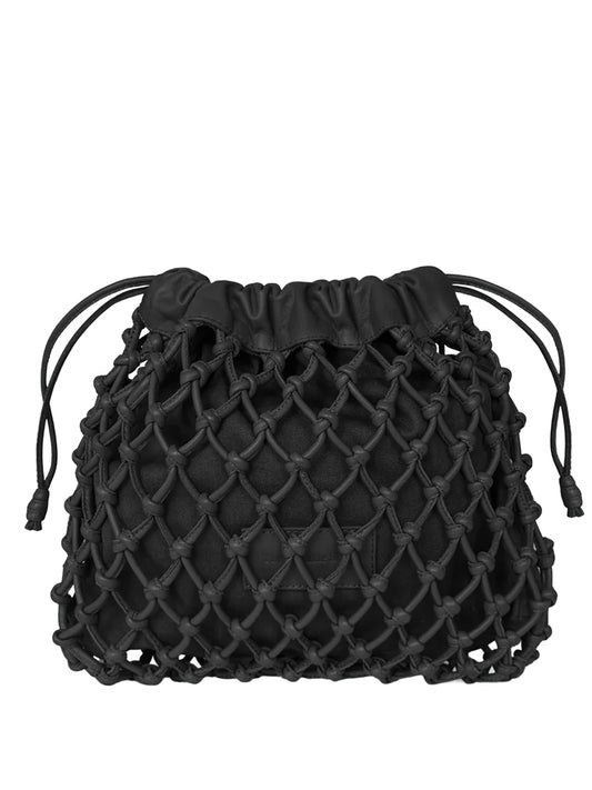 THE FRANKIE SHOP-MORGAN LEATHER MACRAME SMALL POUCH-