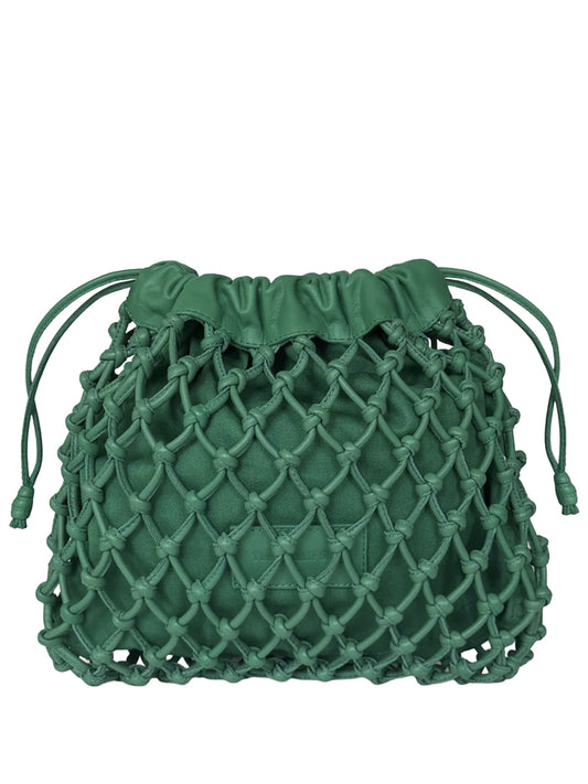 THE FRANKIE SHOP-MORGAN LEATHER MACRAME SMALL POUCH-