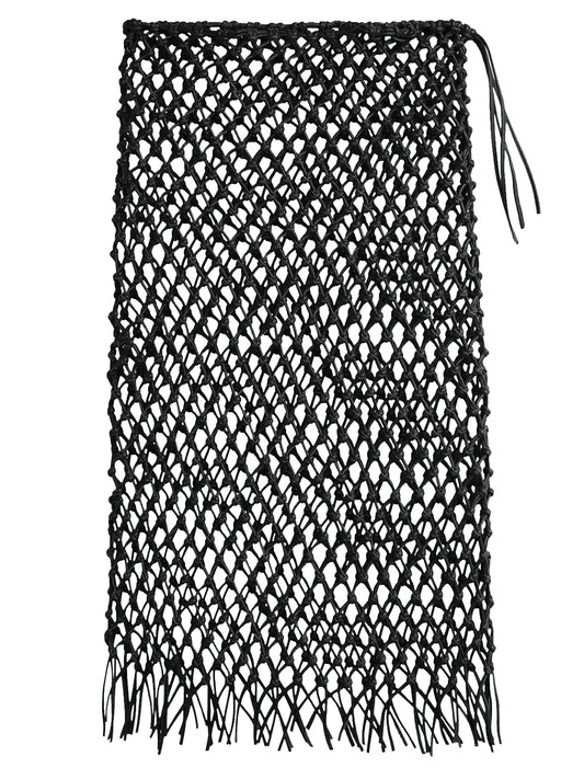 THE FRANKIE SHOP-NELAYA LEATHER MACRAME SKIRT-