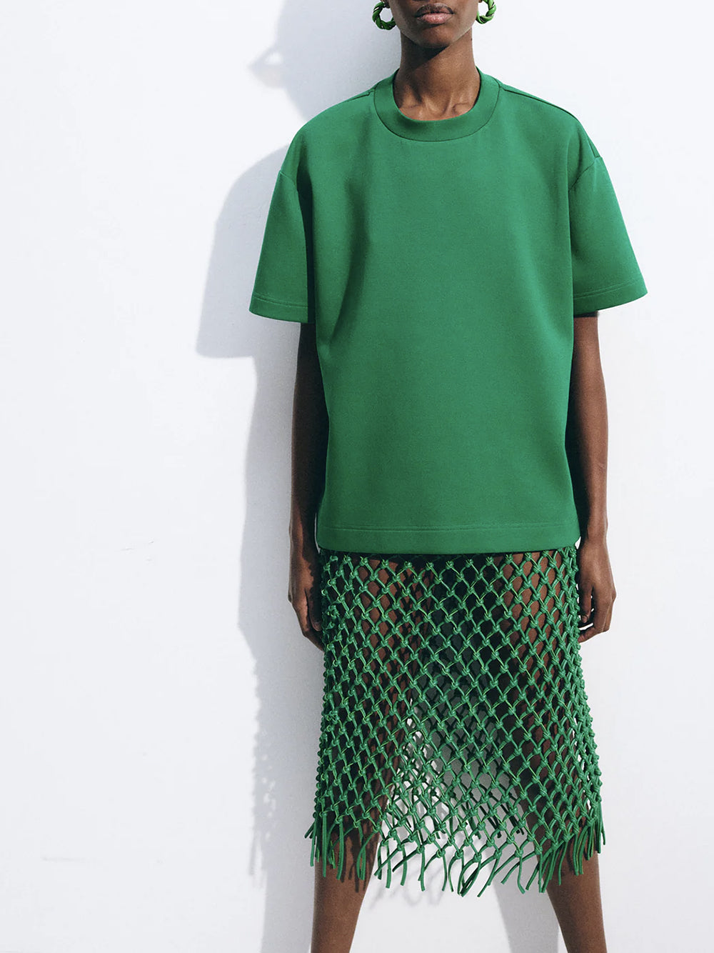 THE FRANKIE SHOP-NELAYA LEATHER MACRAME SKIRT-