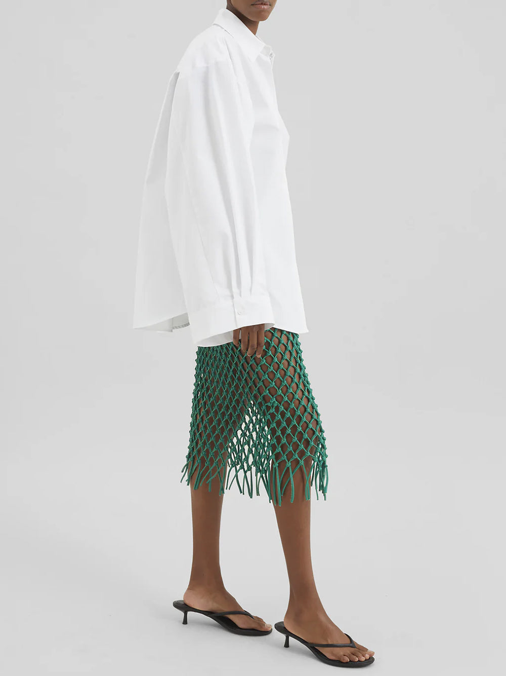 THE FRANKIE SHOP-NELAYA LEATHER MACRAME SKIRT-