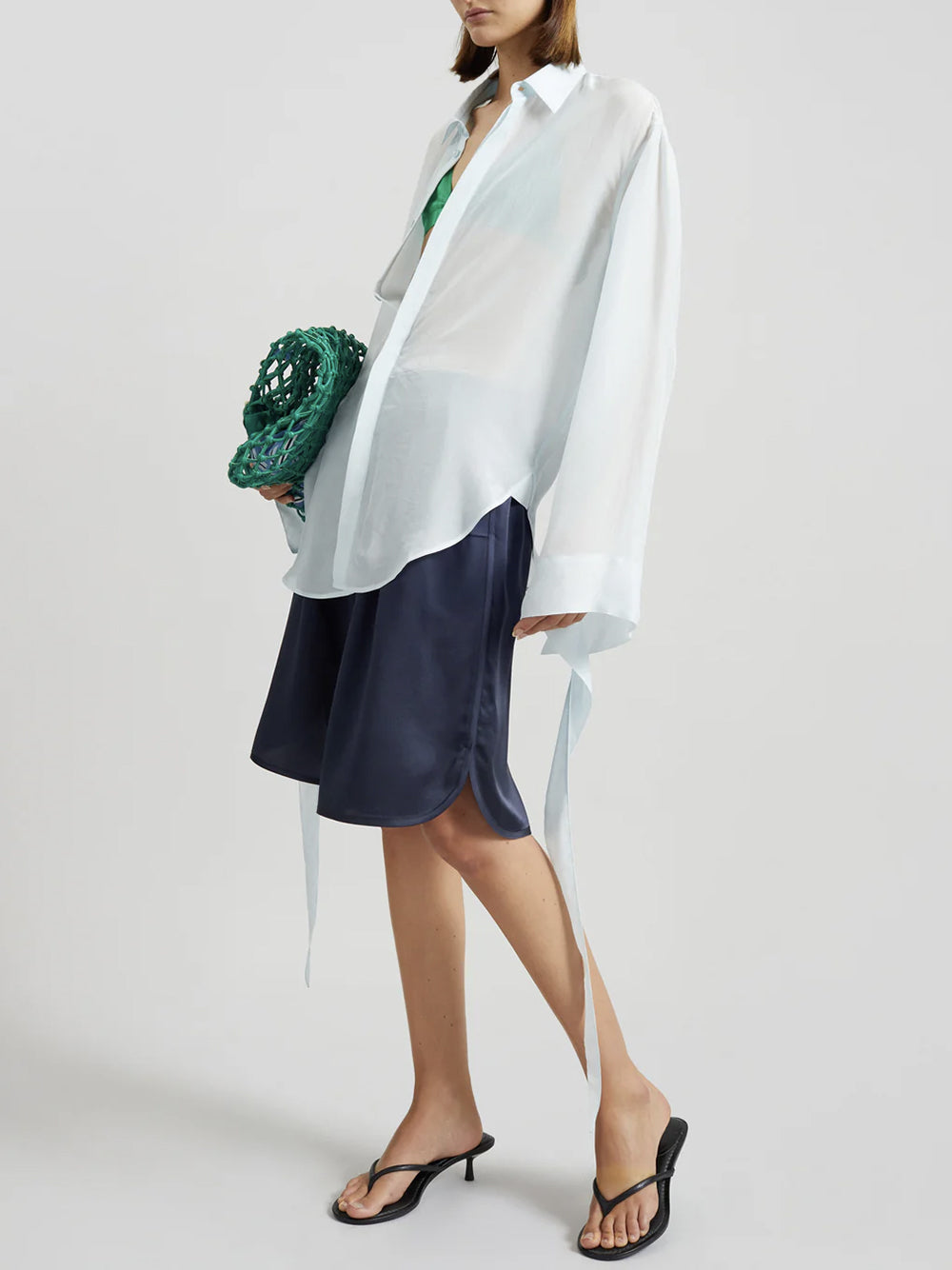 THE FRANKIE SHOP-NELIS SATIN BERMUDA SHORTS-