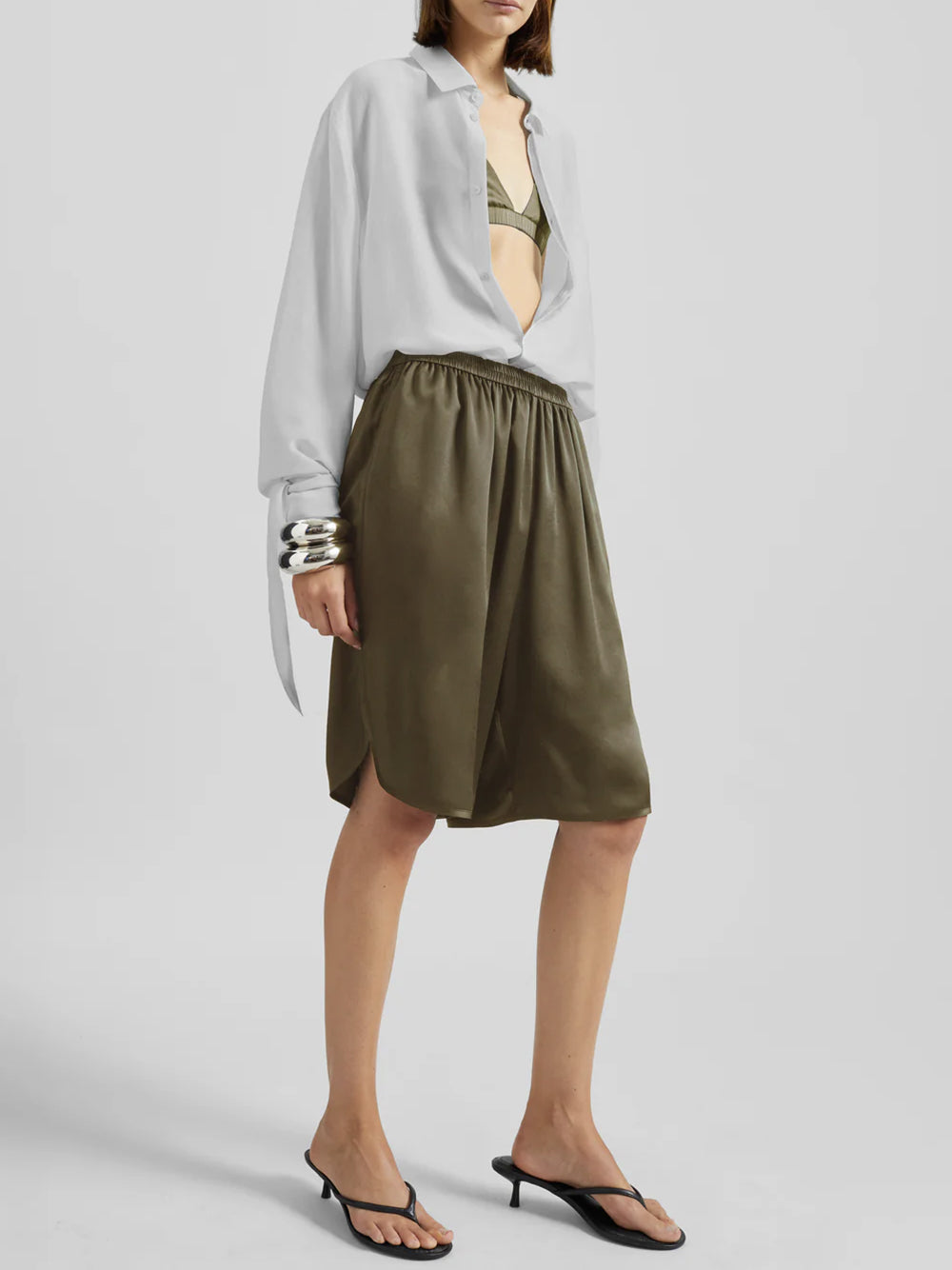 THE FRANKIE SHOP-NELIS SATIN BERMUDA SHORTS-