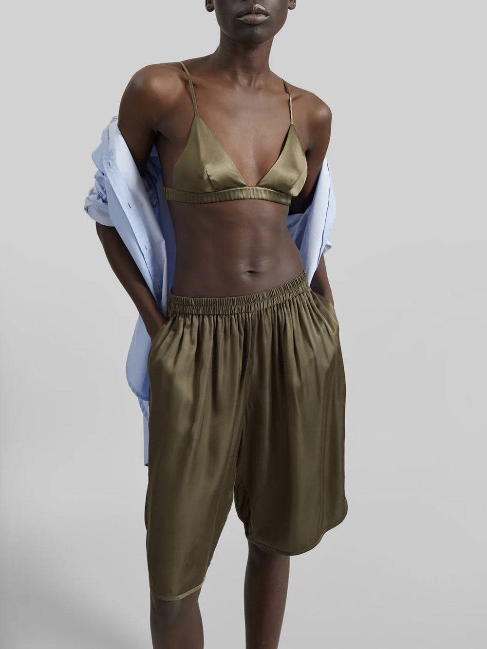 THE FRANKIE SHOP-NELIS SATIN BERMUDA SHORTS-