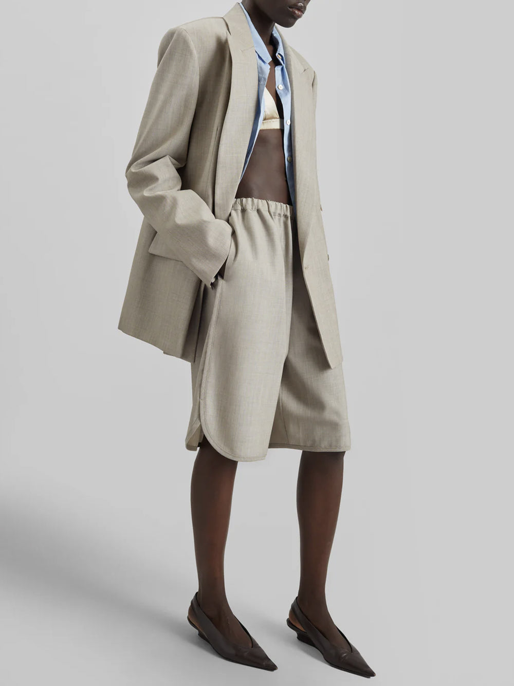 THE FRANKIE SHOP-NELIS SUITING BERMUDA SHORTS-