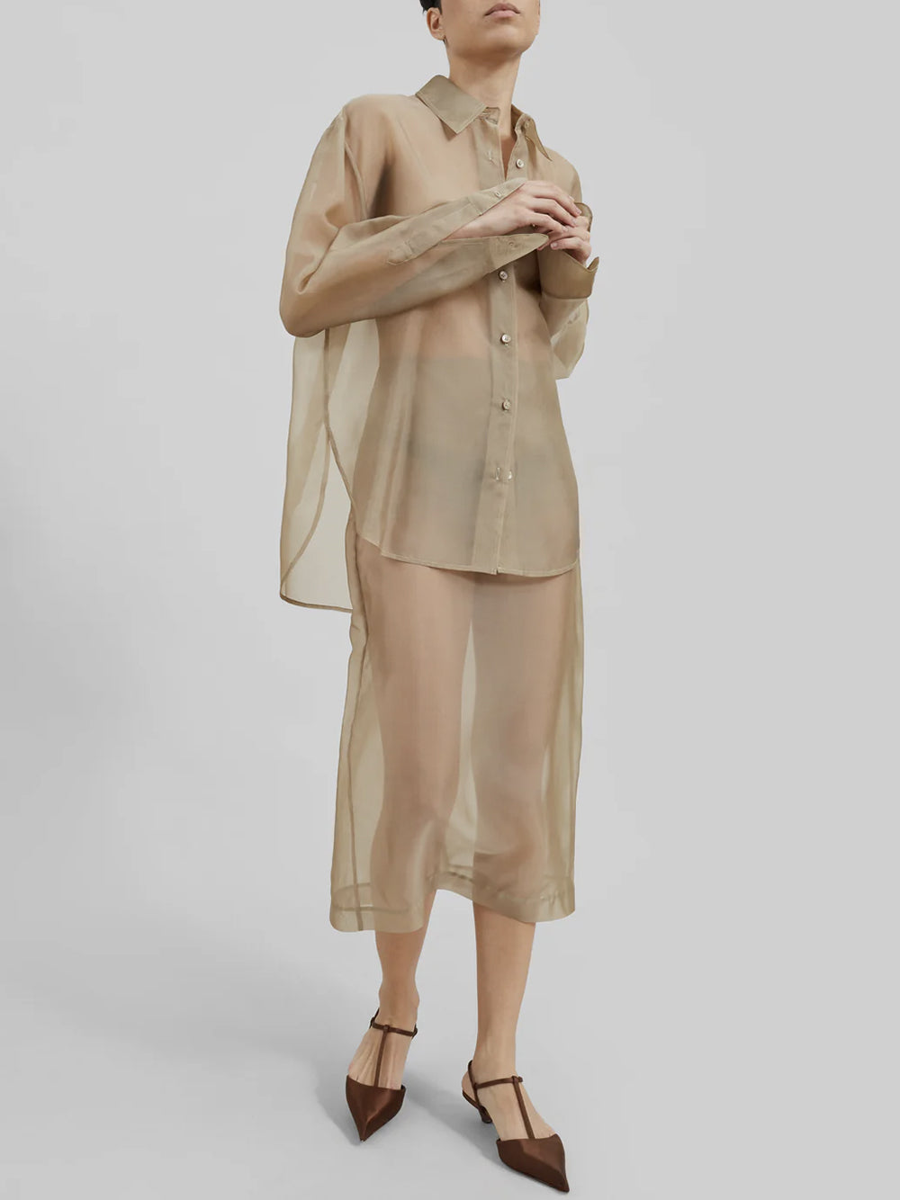 THE FRANKIE SHOP-PERI SHEER MIDI SKIRT-