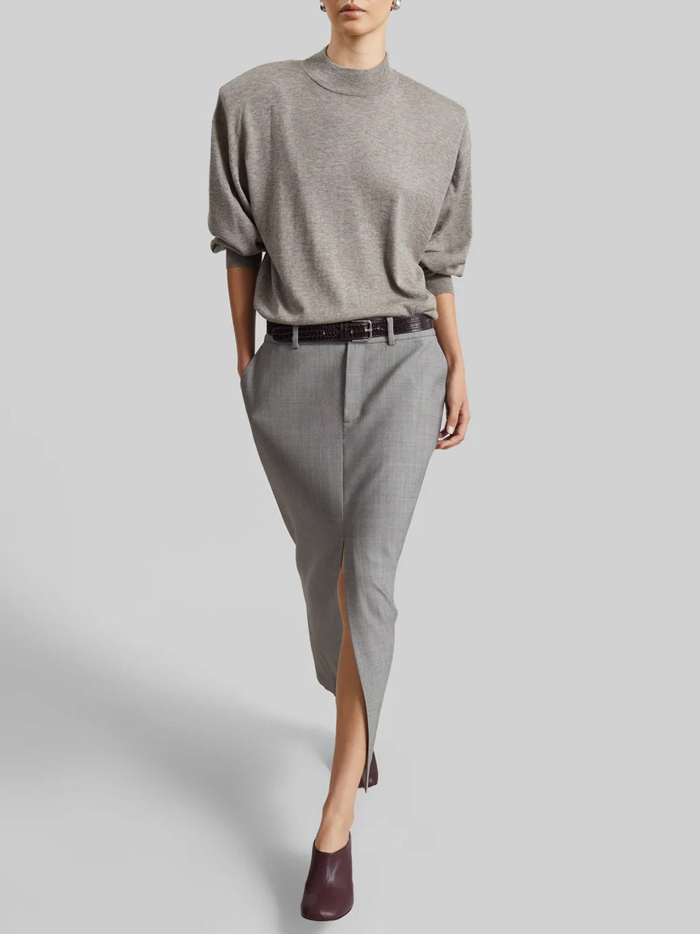 THE FRANKIE SHOP-RUE PADDED HIGH NECK SWEATER-