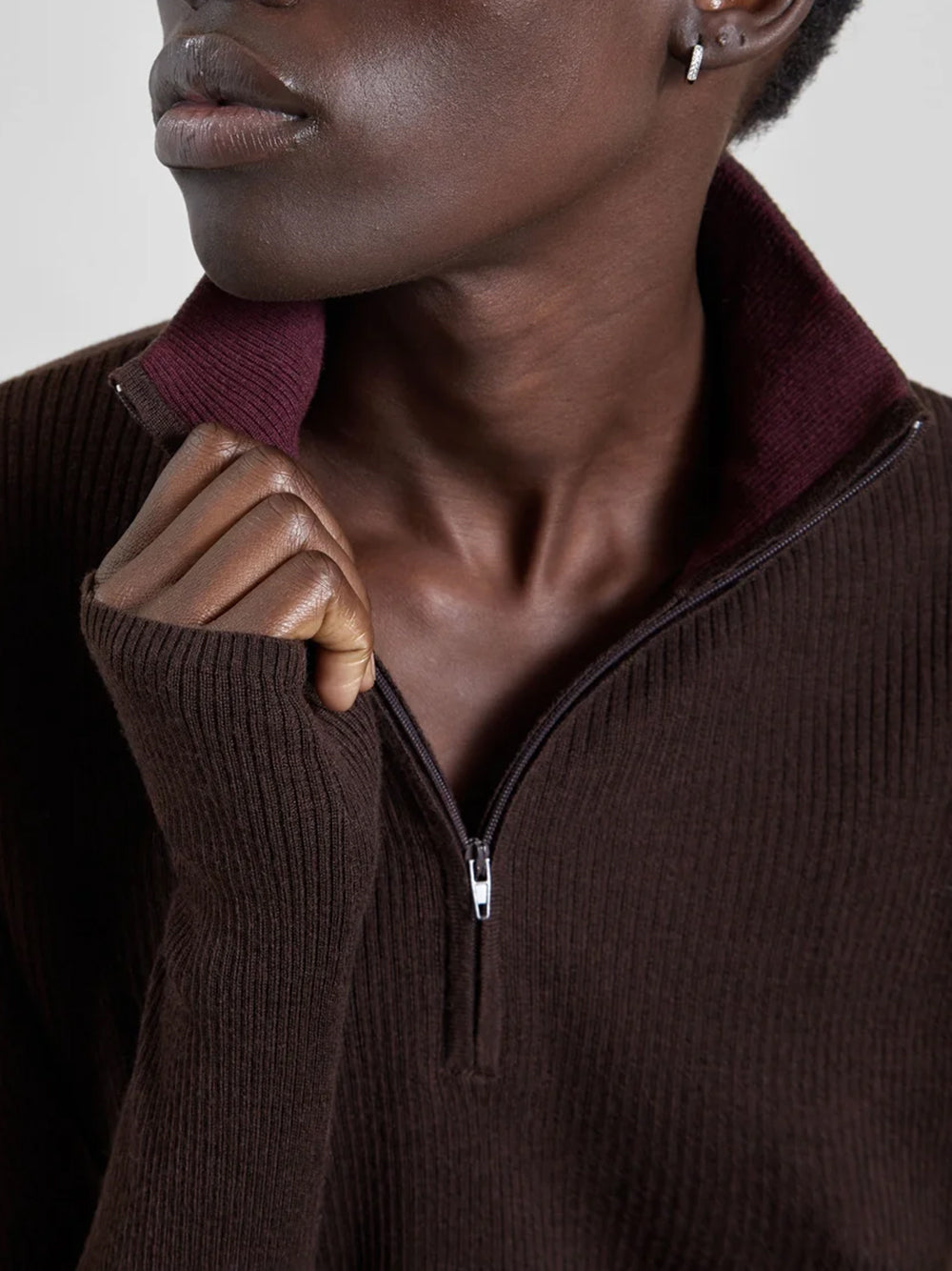 THE FRANKIE SHOP-SADE KNIT ZIP SWEATER-