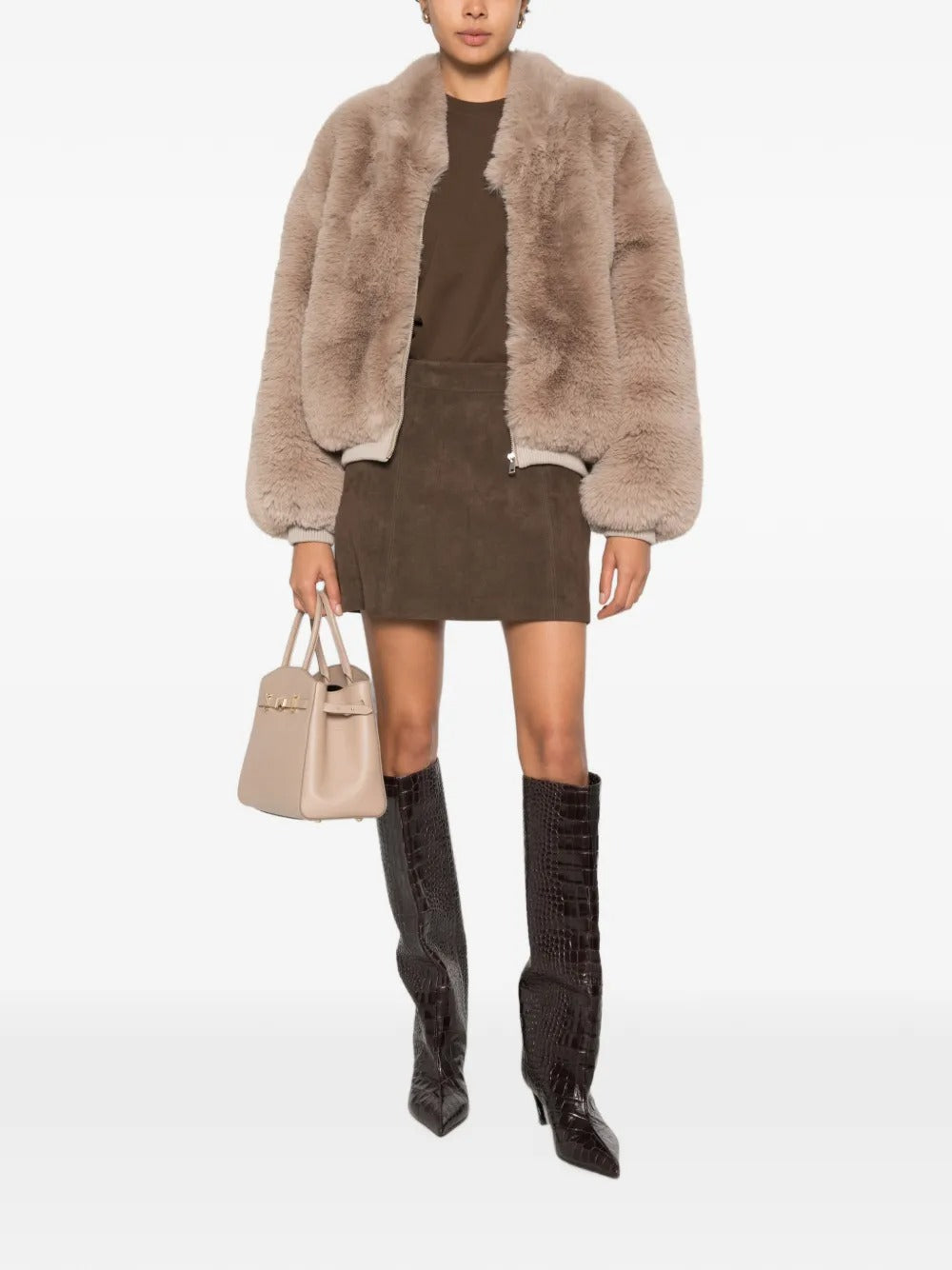 THE FRANKIE SHOP-SENNA FAUX FUR COLLARLESS JACKET-