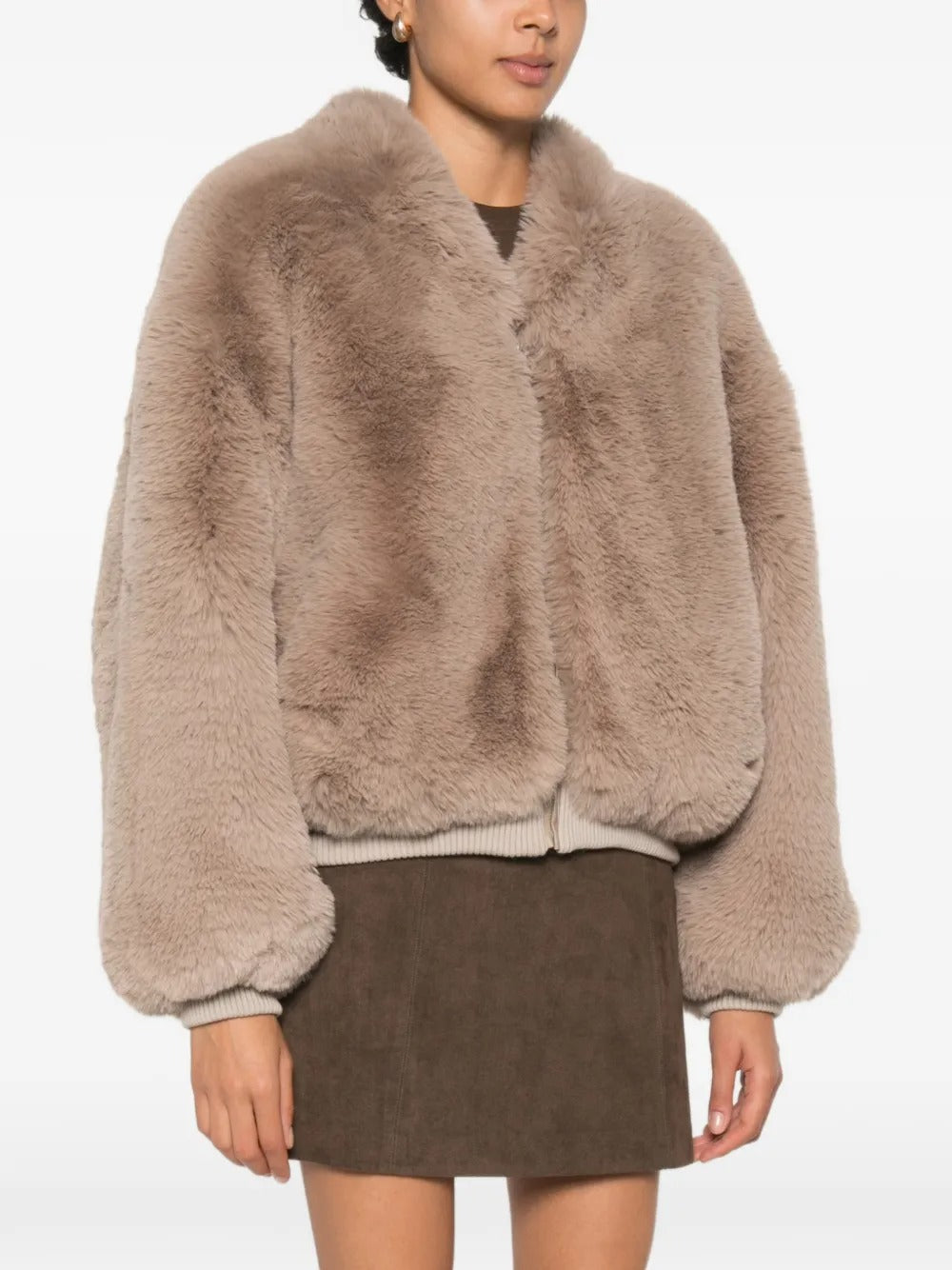 THE FRANKIE SHOP-SENNA FAUX FUR COLLARLESS JACKET-