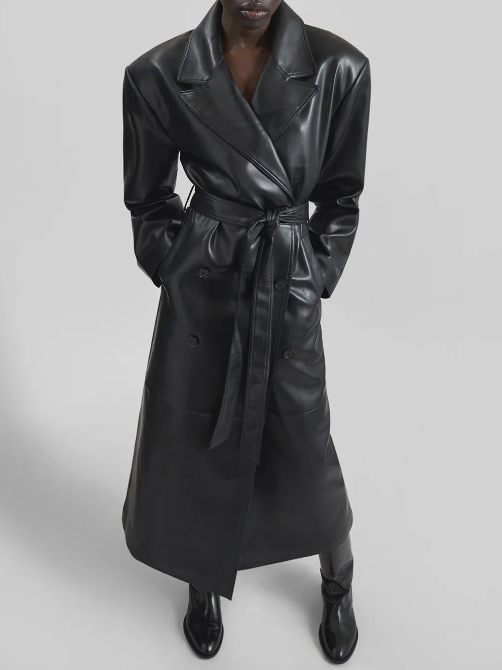 THE FRANKIE SHOP-TINA FAUX LEATHER TRENCH COAT-