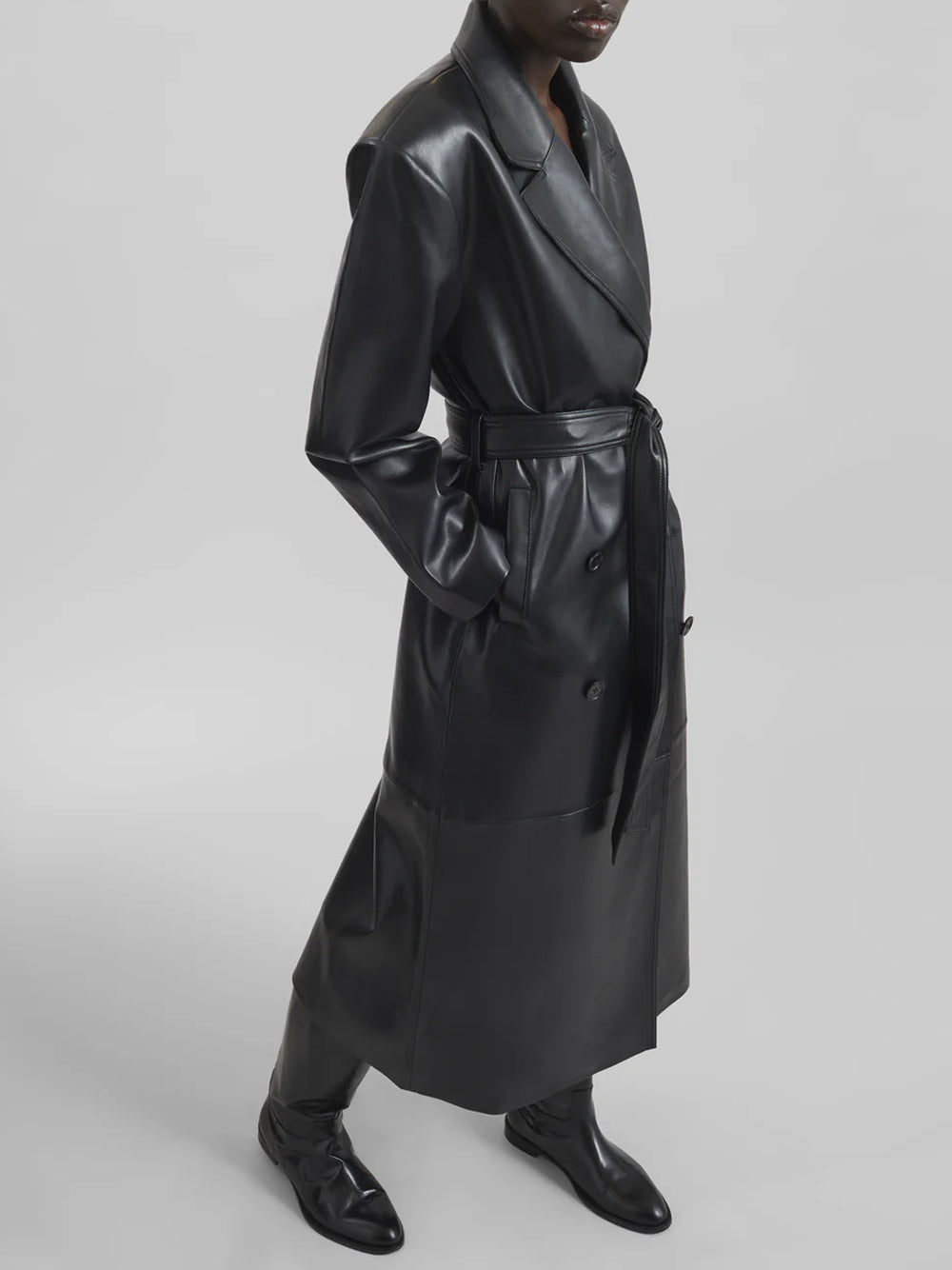 THE FRANKIE SHOP-TINA FAUX LEATHER TRENCH COAT-