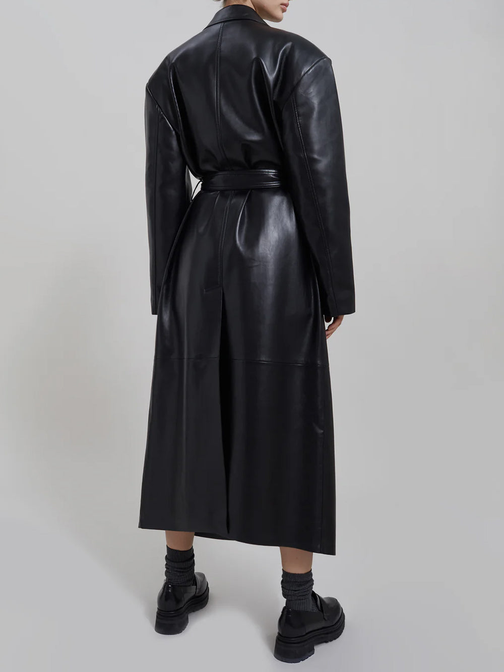 THE FRANKIE SHOP-TINA FAUX LEATHER TRENCH COAT-