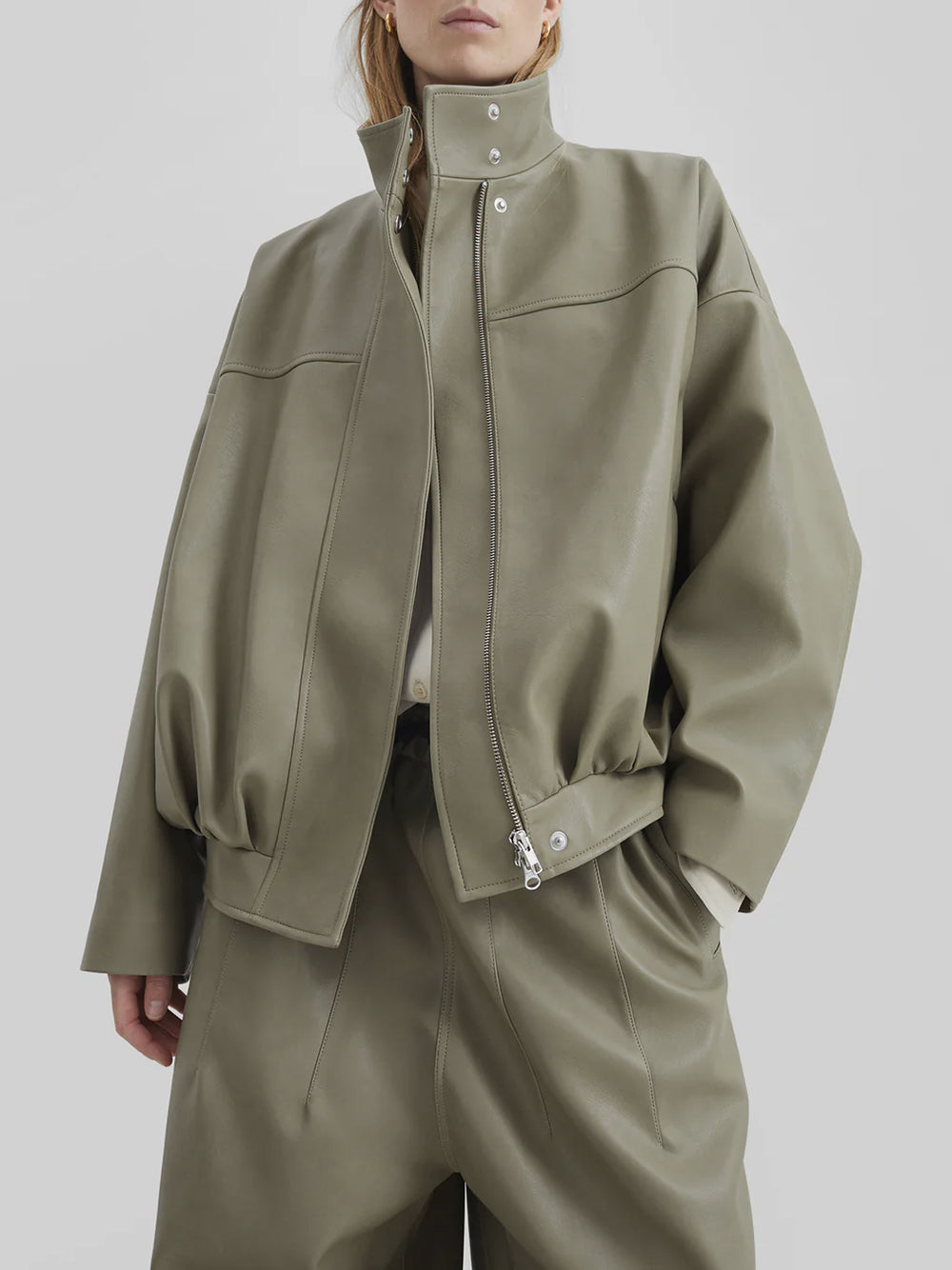 THE FRANKIE SHOP-VEREN FAUX LEATHER BOMBER JACKET-