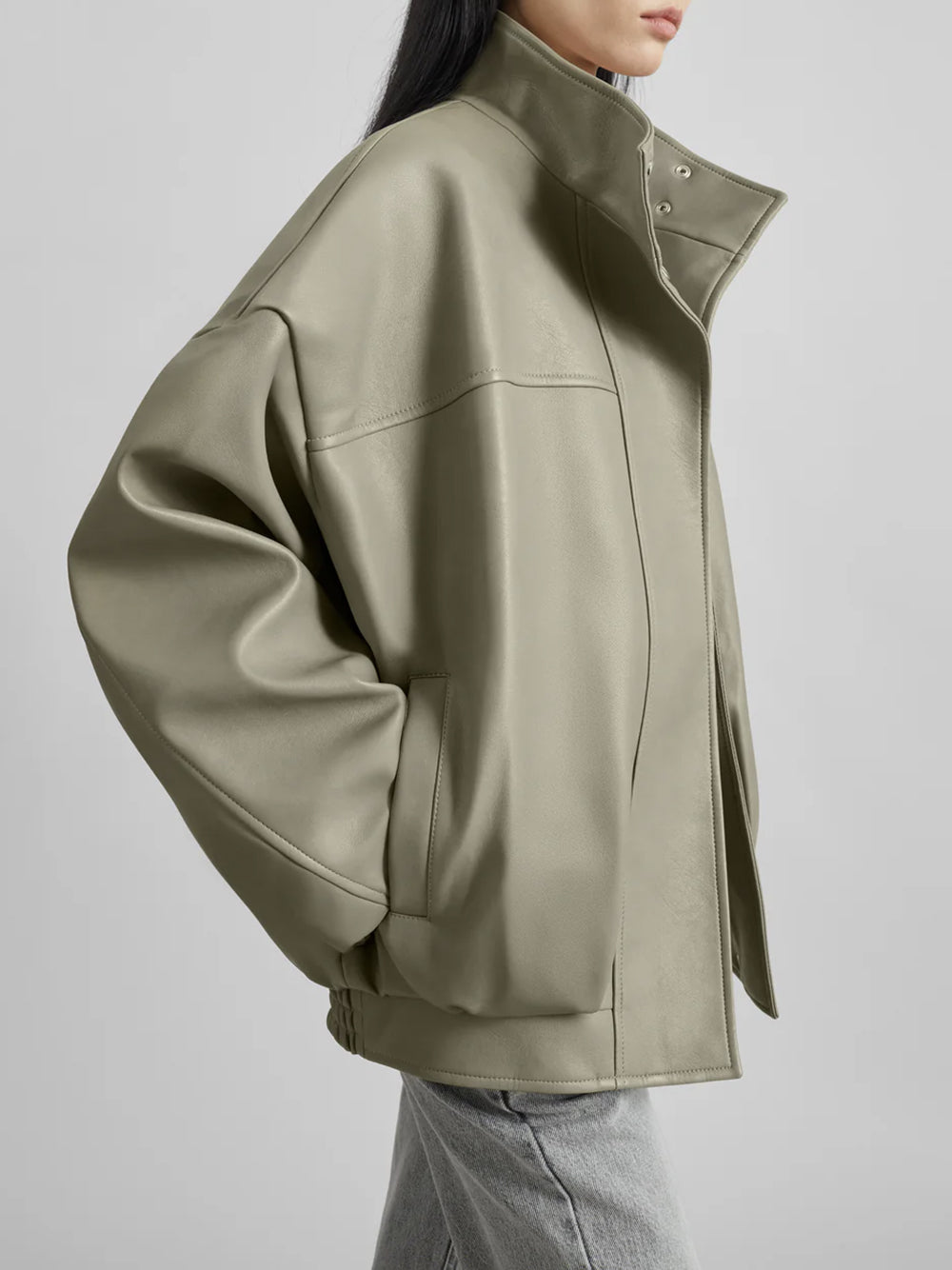 THE FRANKIE SHOP-VEREN FAUX LEATHER BOMBER JACKET-