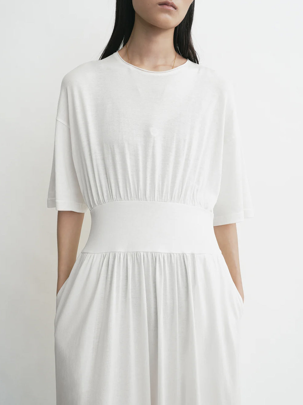 TOTEME-Cotton silk tee dress-253WRD0253FB0447 059 OFF WHITE – Dope