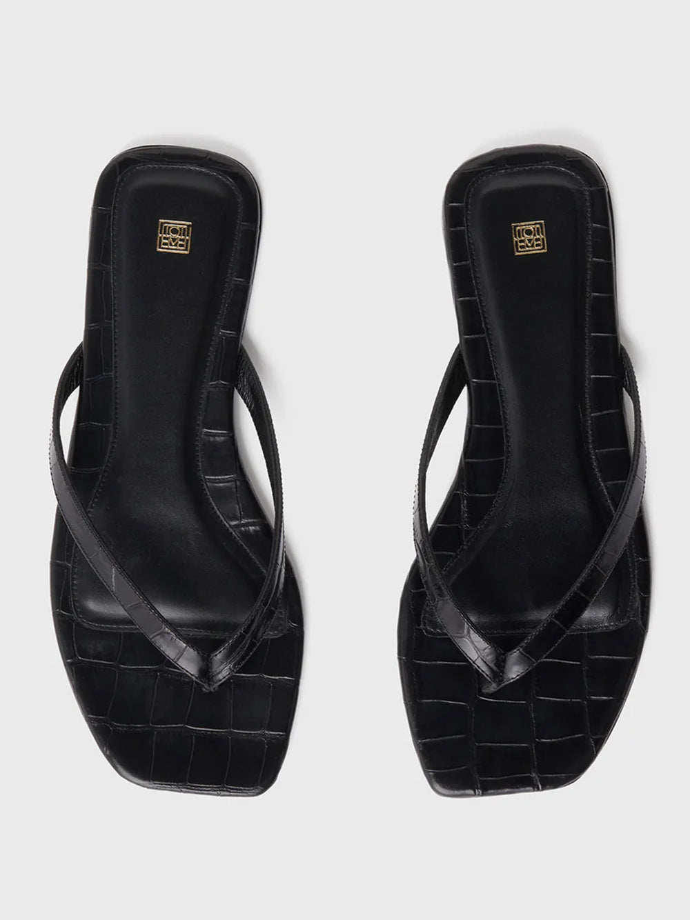 TOTEME-Croco-embossed flip flops-