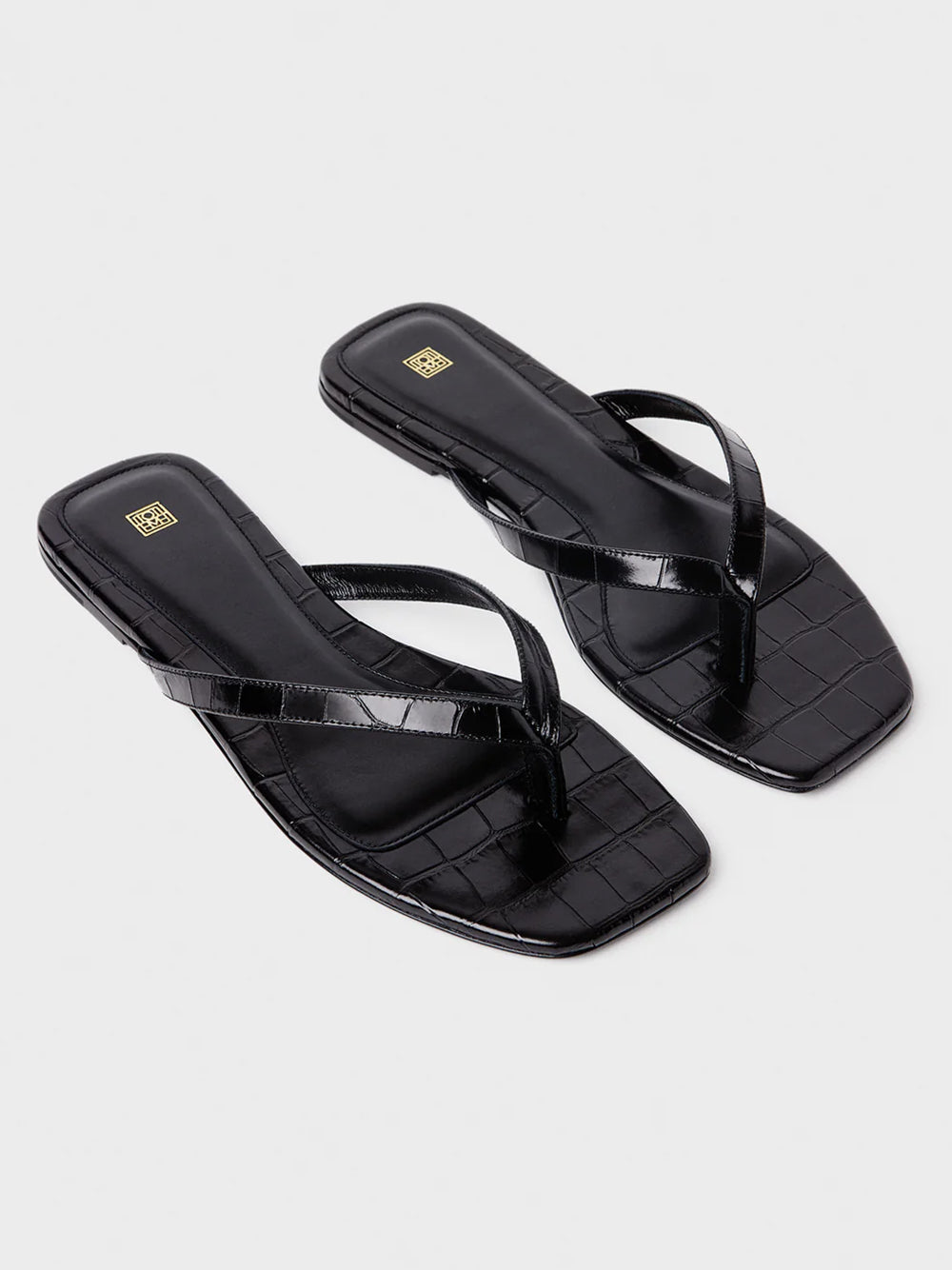 TOTEME-Croco-embossed flip flops-