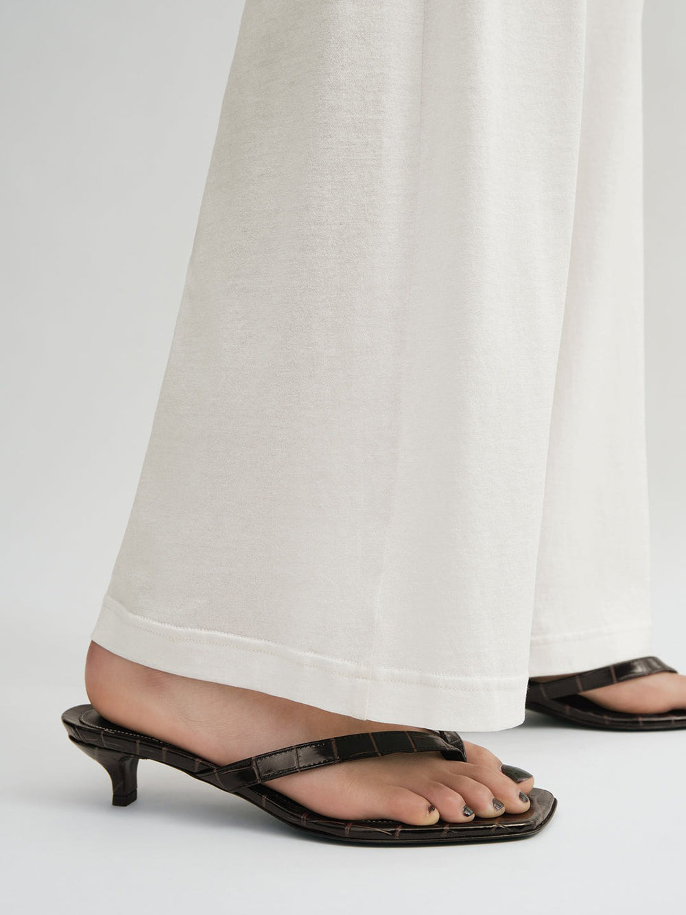 TOTEME-Croco-embossed heeled flip flops-
