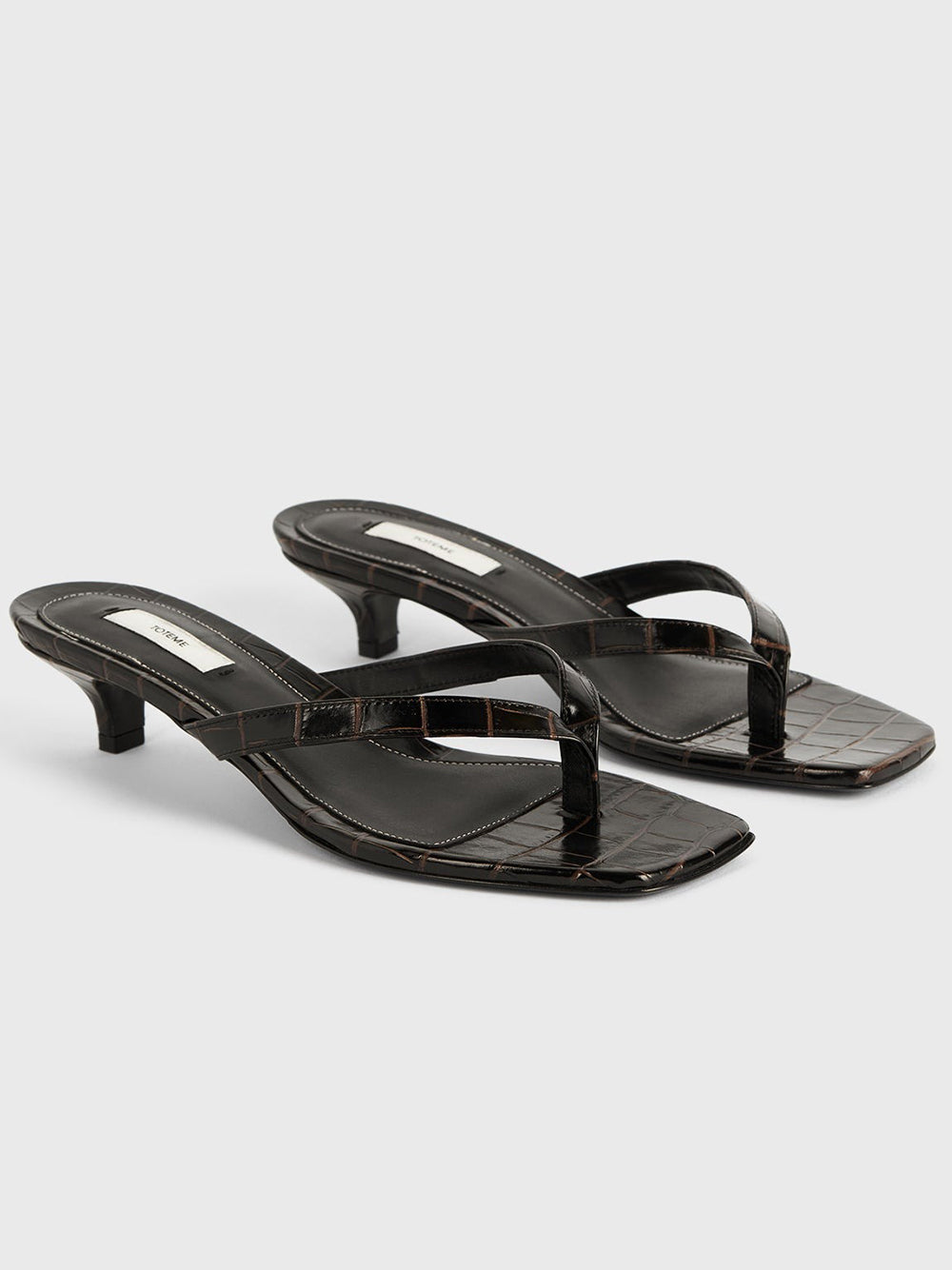 TOTEME-Croco-embossed heeled flip flops-