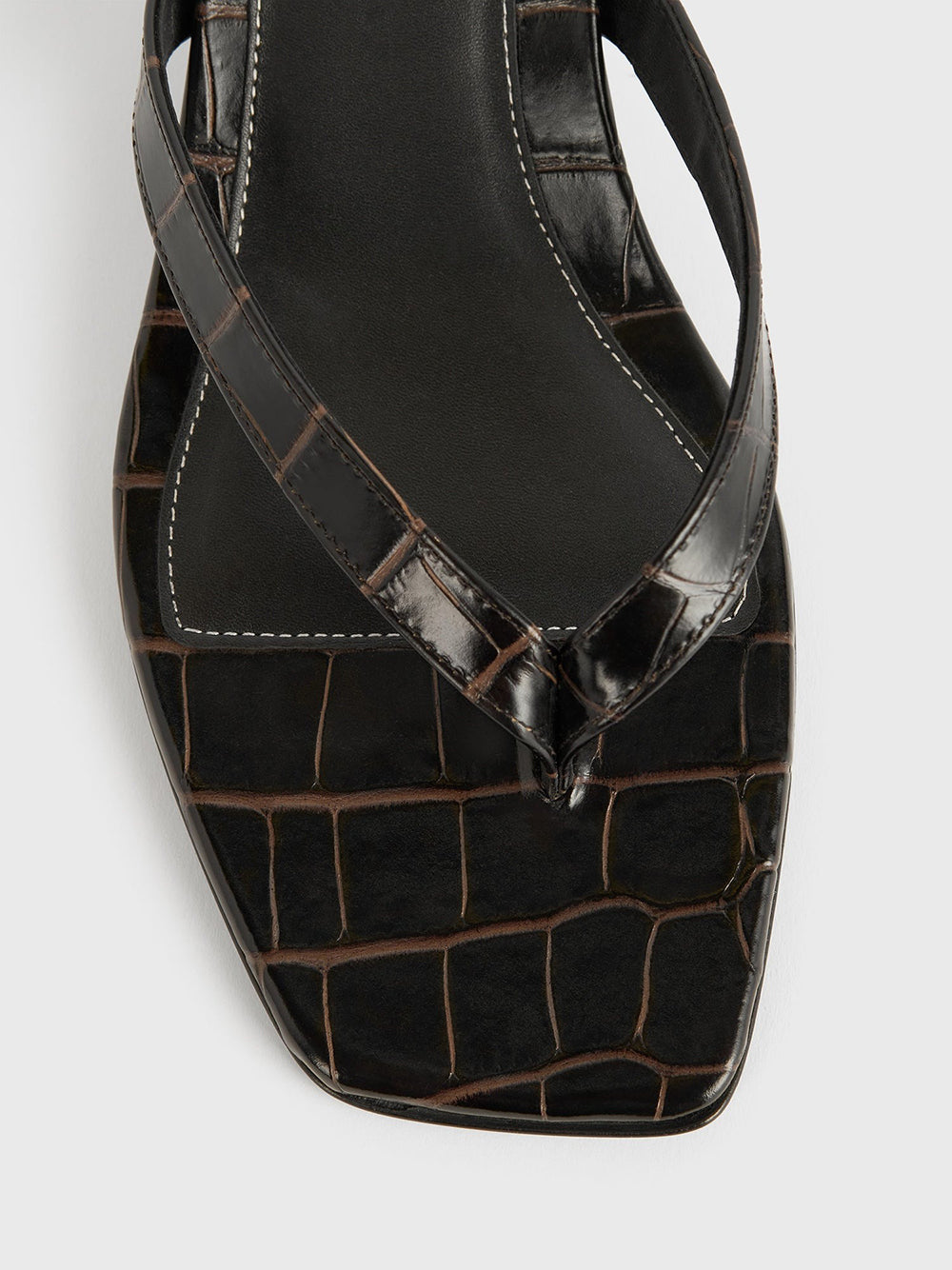 TOTEME-Croco-embossed heeled flip flops-